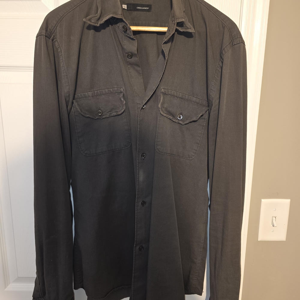 DSQUARED2  Size 52 -100% Authentic Charcoal Gray Button-Down Shirt